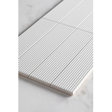 Hiroshi Stripe Matt White Subway Ceramic Tile